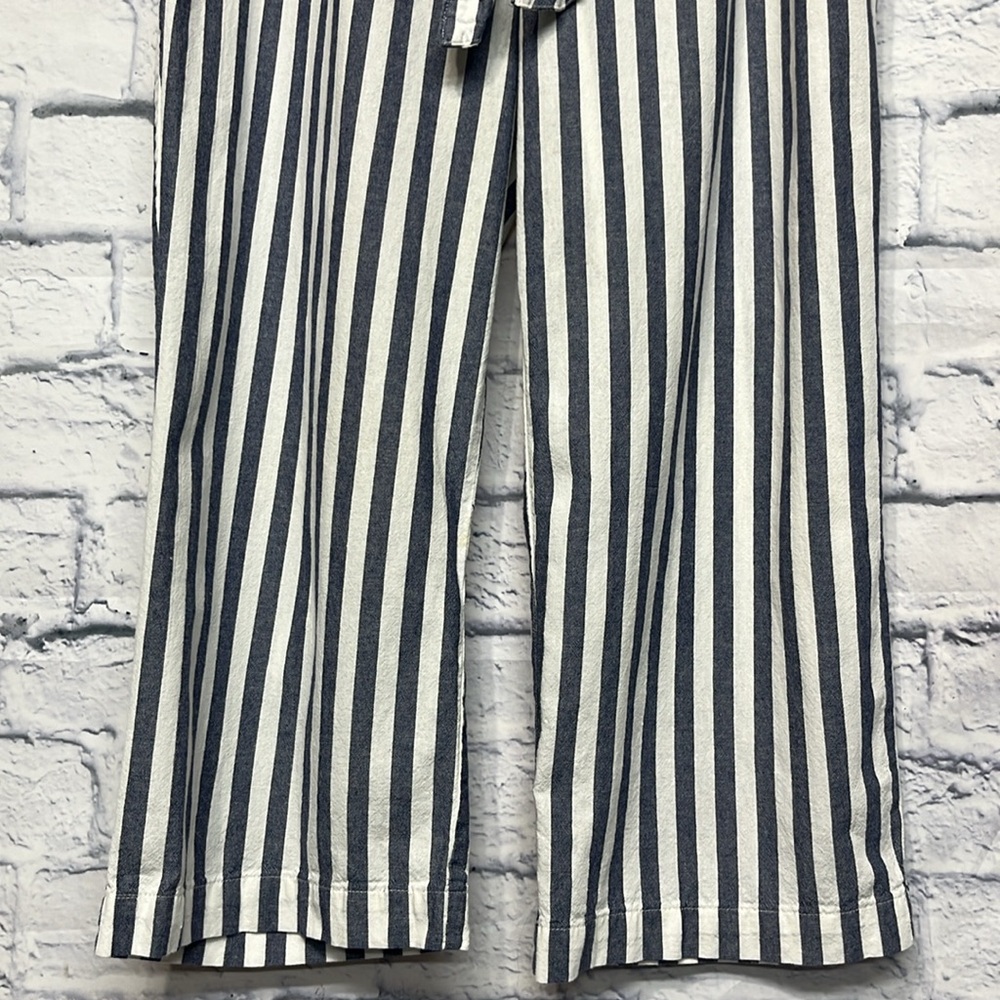 Zara Basic White Blue Gray Striped Paper Bag 100%… - image 3